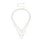Beaded Pearl Necklace Heart Pendant