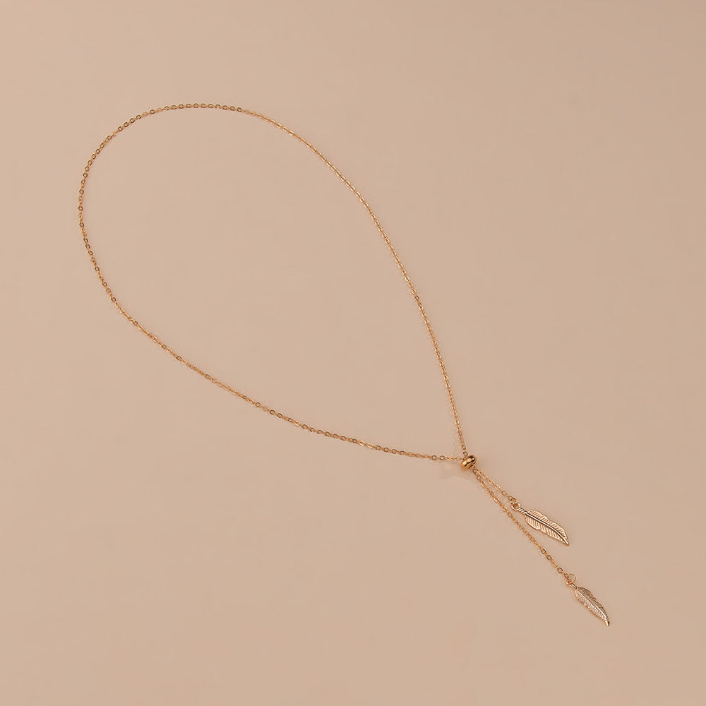 Sexy Square Long Tassel Leaf Pendant Necklace