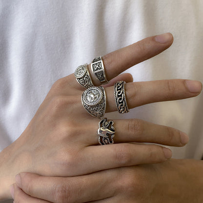 Totem Horse Flame Men's Ring Set