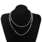 Necklace Titanium Steel Twin Broken Silver Haematite