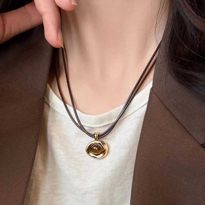 Women's Gold Sunflower Tiger Eye Light Luxury High-grade Double Necklaces