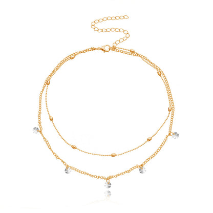 Small Crystal Stone Beads Chain Necklace