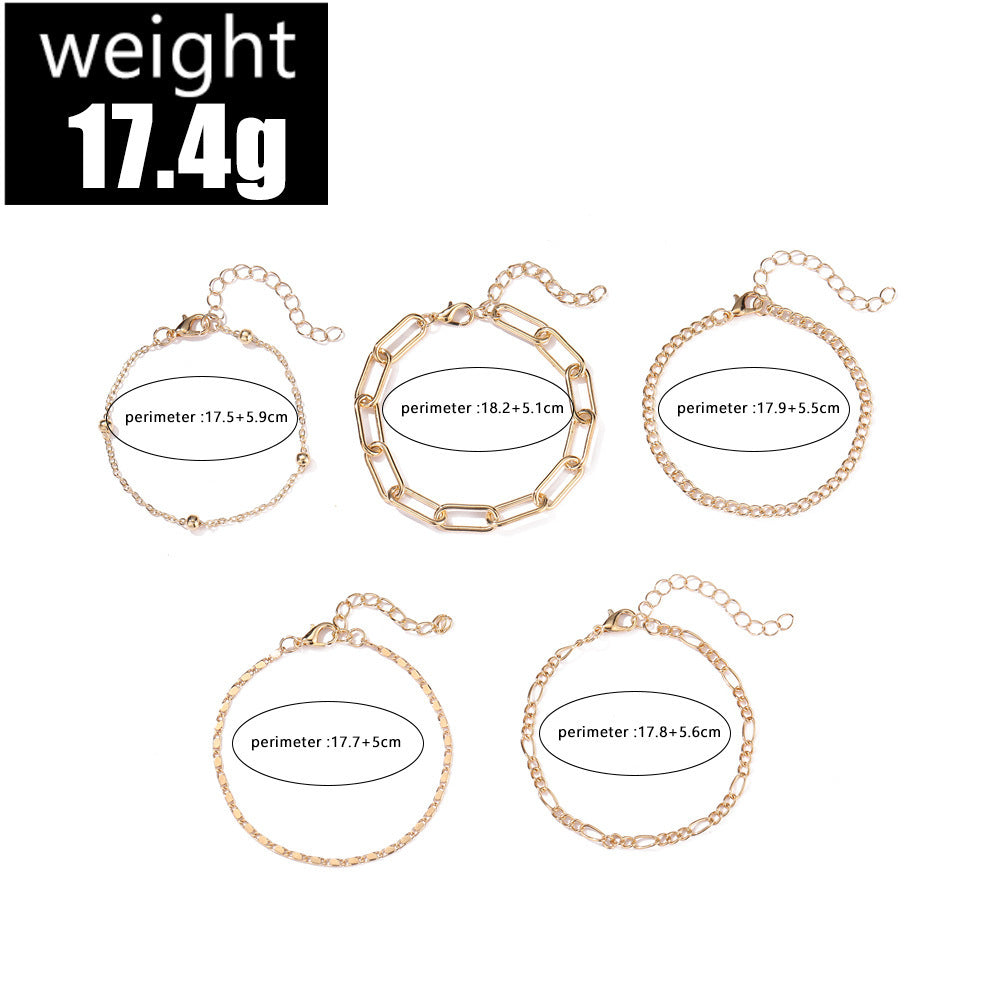 Simple Round Bead Chain Bracelet Set