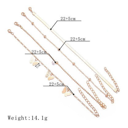 Women Butterfly Tassel Multilayer Foot Chain