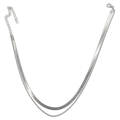 Double Layer Herringbone Snake Chain Necklace