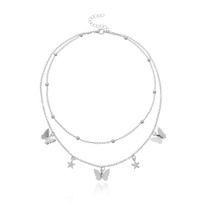 Multi-layer butterfly Pendant Choker Necklace