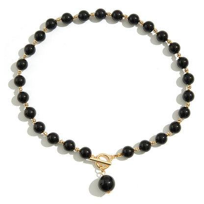 Retro Beaded Pearl Necklace Bracelet Earrings Jewelry Set