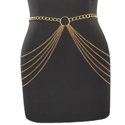 Sexy Beach Bikini Thin Belly Chain Simple Geometric Exaggerated Fringe Waist Chain