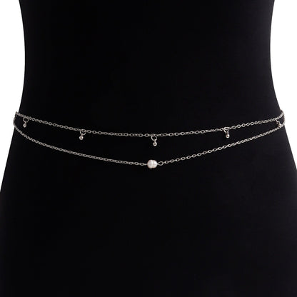 Boho Layer Body Chains Pearl Bikini Belly Chain