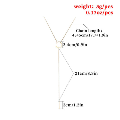 Long Thin Chain Bar Pendant Necklaces