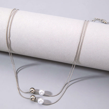 Simple Pearl Ball Pendant Choker Necklace