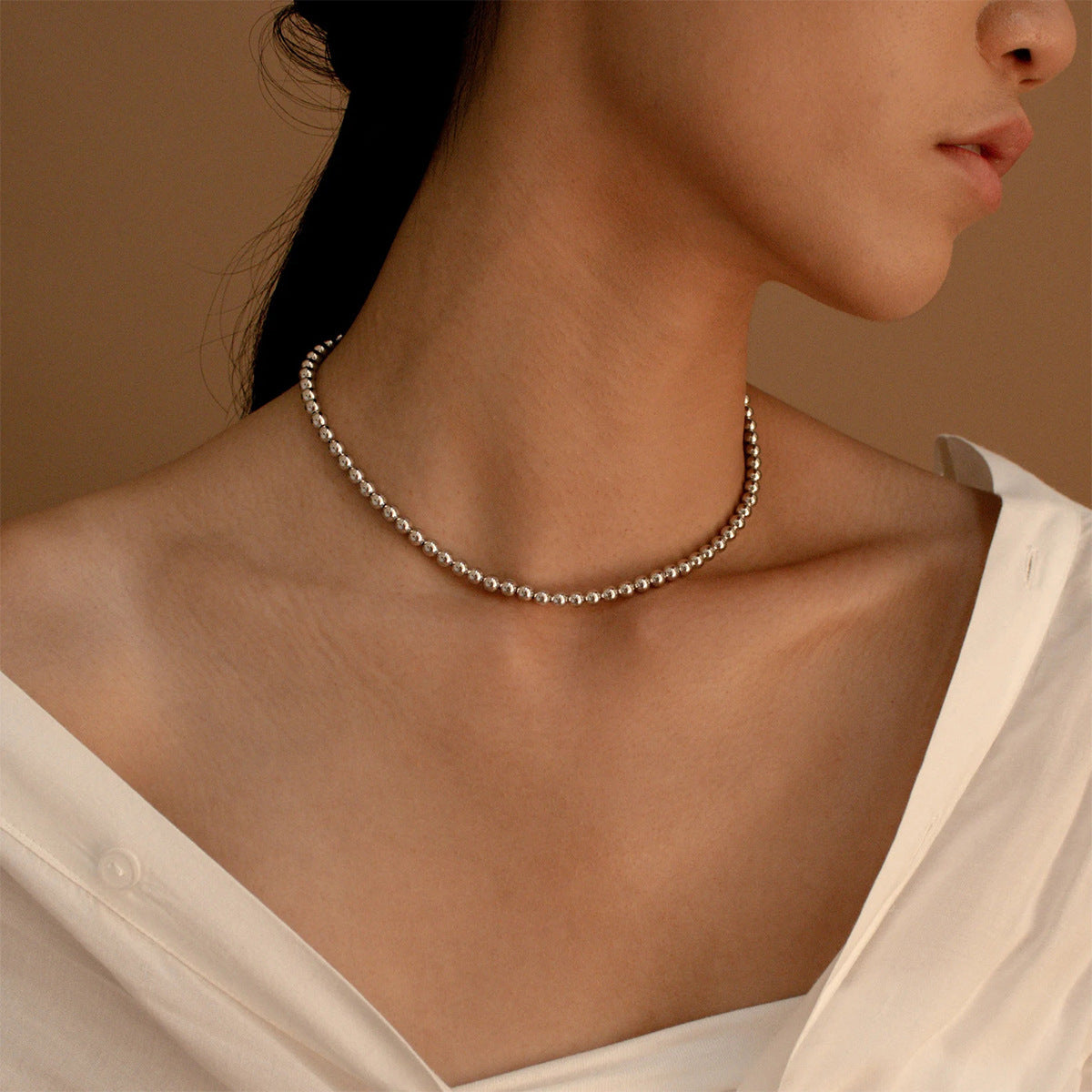 Chain Round Beads Beaded Necklace