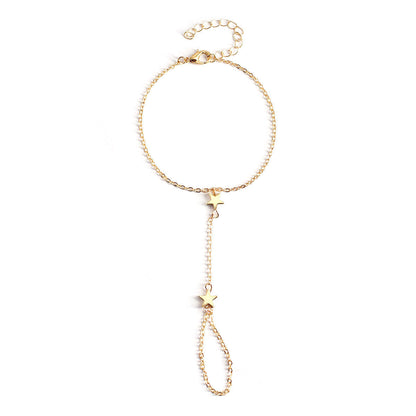 Geometric Star Charm Slave Bracelet With Ring