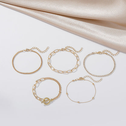 Classic Round Rhinestone Chain Buckle Bracelet