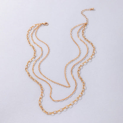 Simple Three Layer Snake Bone Chain Necklace