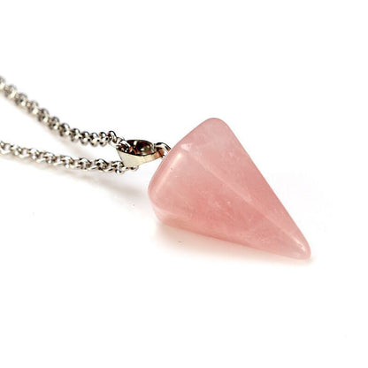 Women's Natural Stone Hexagon Prism Pink Crystal Pendants