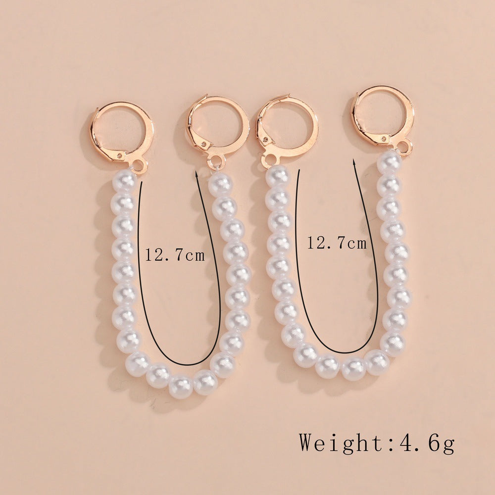 Vintage Large Round Bead Hoop Earrings