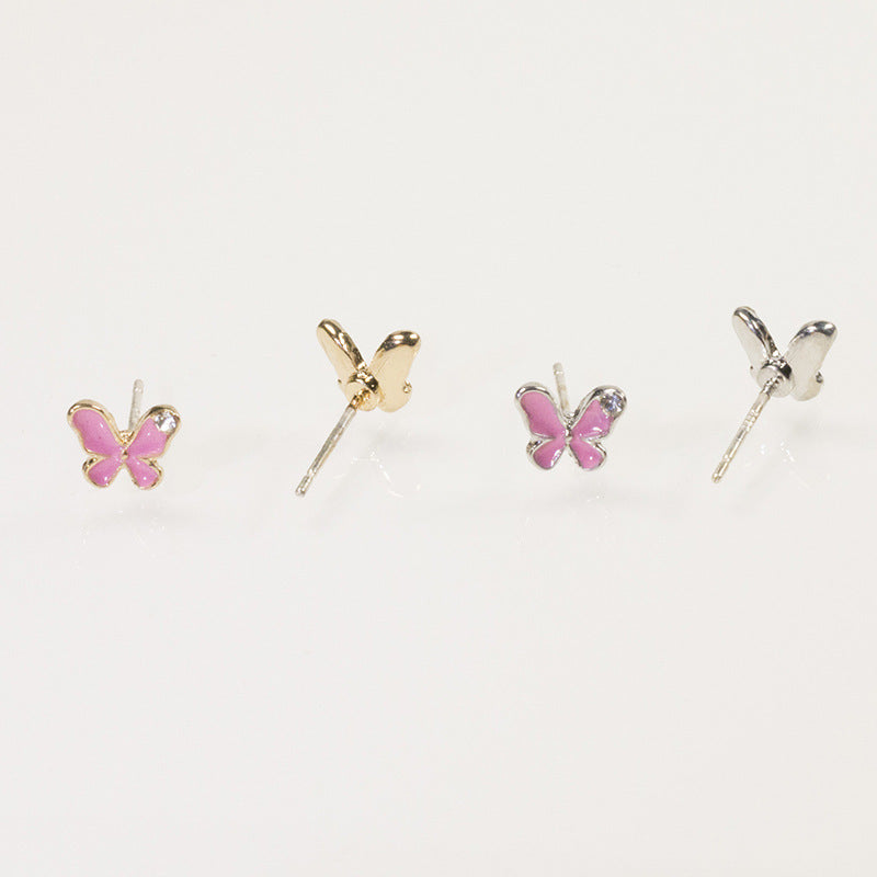 Fashion Butterfly flower stud earrings set