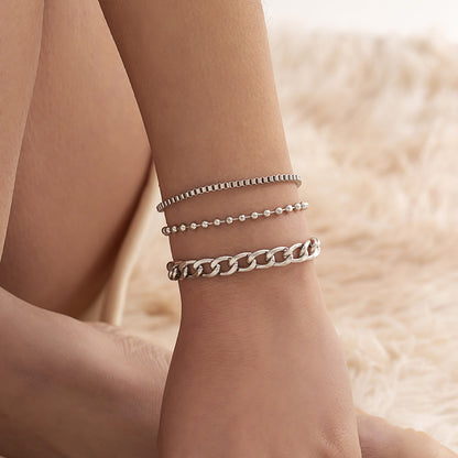 Hip Hop Punk Chain Bracelet Set