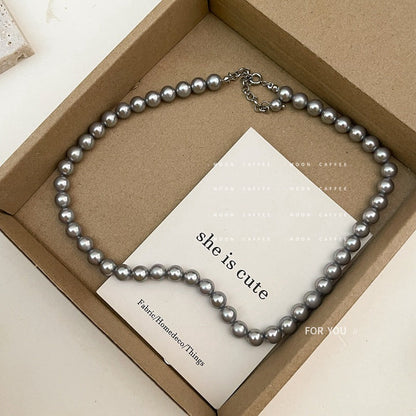 Design Sense French Retro Gray Pearl Female Stylish Necklaces