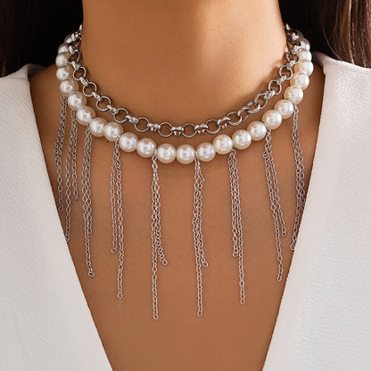 Tassel Sweater Chain Design Double Layer Vintage Necklace