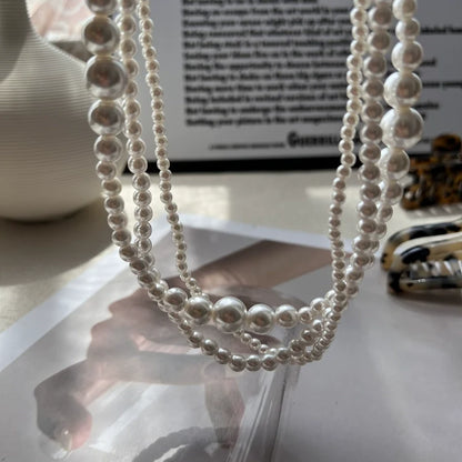 Multilayer Strand Simulated Pearl Statement Necklace