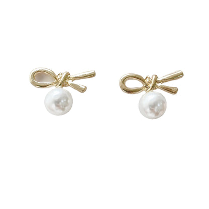 Imitation Pearl Bowknot Earrings