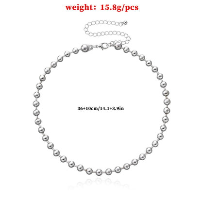 Punk Chunky Beaded Chain Handmade Choker Plain Ball Necklace