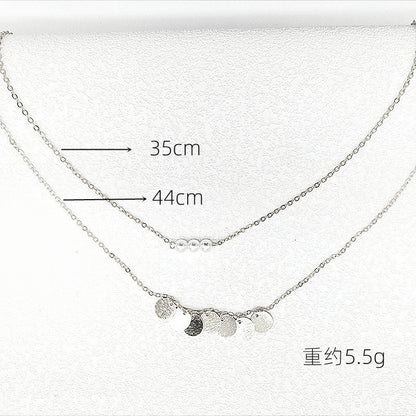 Round Coin Pearls Pendant Chain Necklaces