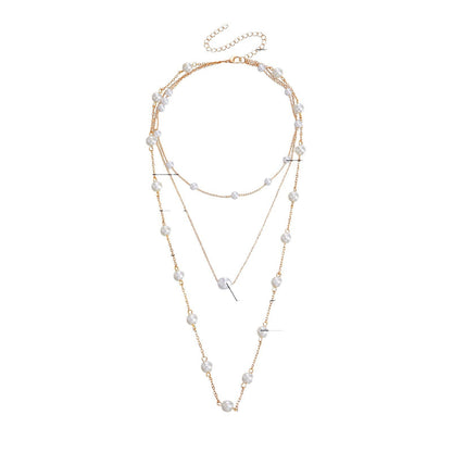 Women Layered Pearl Beads Necklace