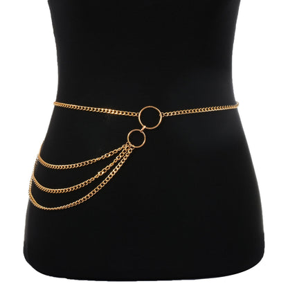 Elegant Multilayer Gold Chain Waist Belt