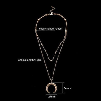 Crescent Moon Layered Necklace