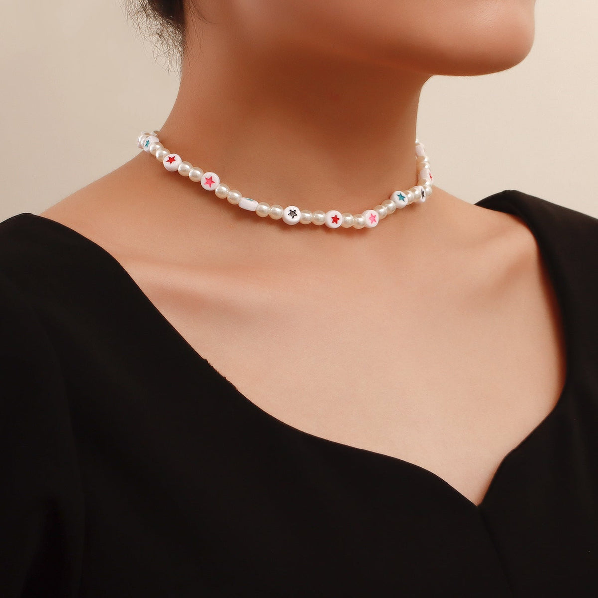 Bohemian Holiday Pearl Necklace Sweet Simple Pearl Star