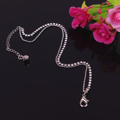 Bohemian Double Chain Tassel Crystal Jewelry Anklet