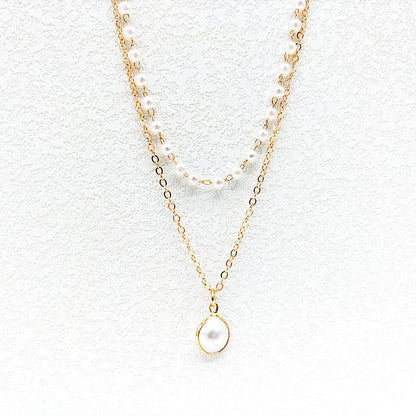 Pearl Layered Pendant Choker Necklace for Women