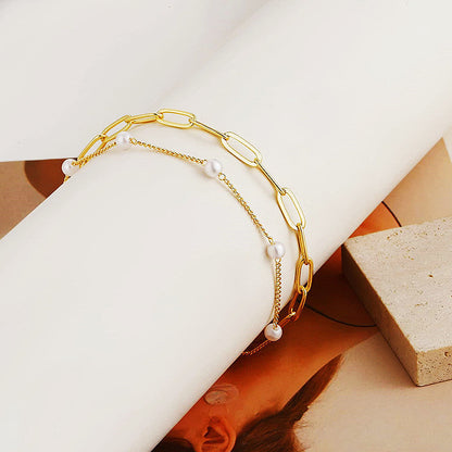 Pearl Chain Double-layer Anklet Jewelry