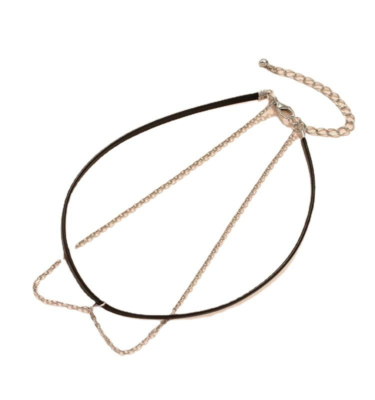 Girl Short Choker Necklace Elegant Leather Rope