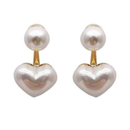 Elegant Pearl Heart Dangle Earrings