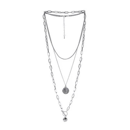 Vintage Round Ball Pendant Necklace Charm Layered