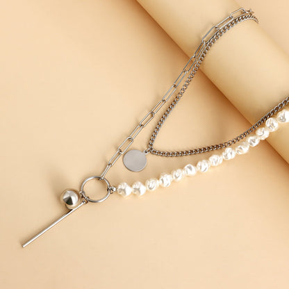 Vintage Baroque layer Chain Pearl Necklace
