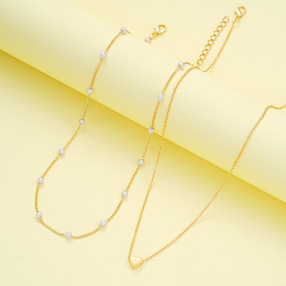 Vintage Metal Love Heart Necklace Set