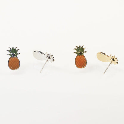 Pineapple orange stud earrings set