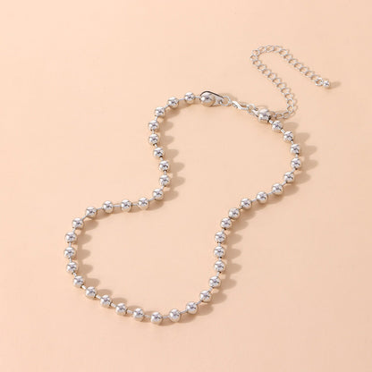 Punk Chunky Beaded Chain Handmade Choker Plain Ball Necklace