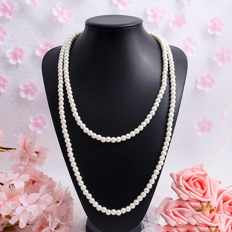 Exaggeration Statement Fashion Long Imitation Pearl Beads Necklace