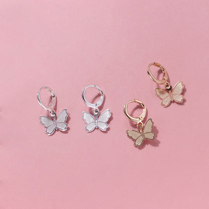 butterfly Drop Dangle Pendant Huggie Earings