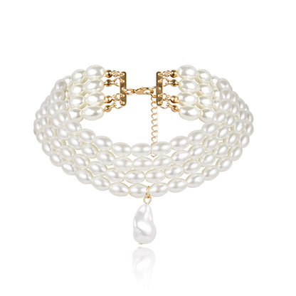 Multi Layer Baroque Pearl Choker Necklace for Women