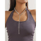 Vintage Round Bead Chain Beaded Necklace Simple Imitation Pearl Tassel