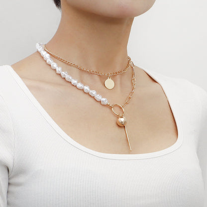 Vintage Baroque layer Chain Pearl Necklace