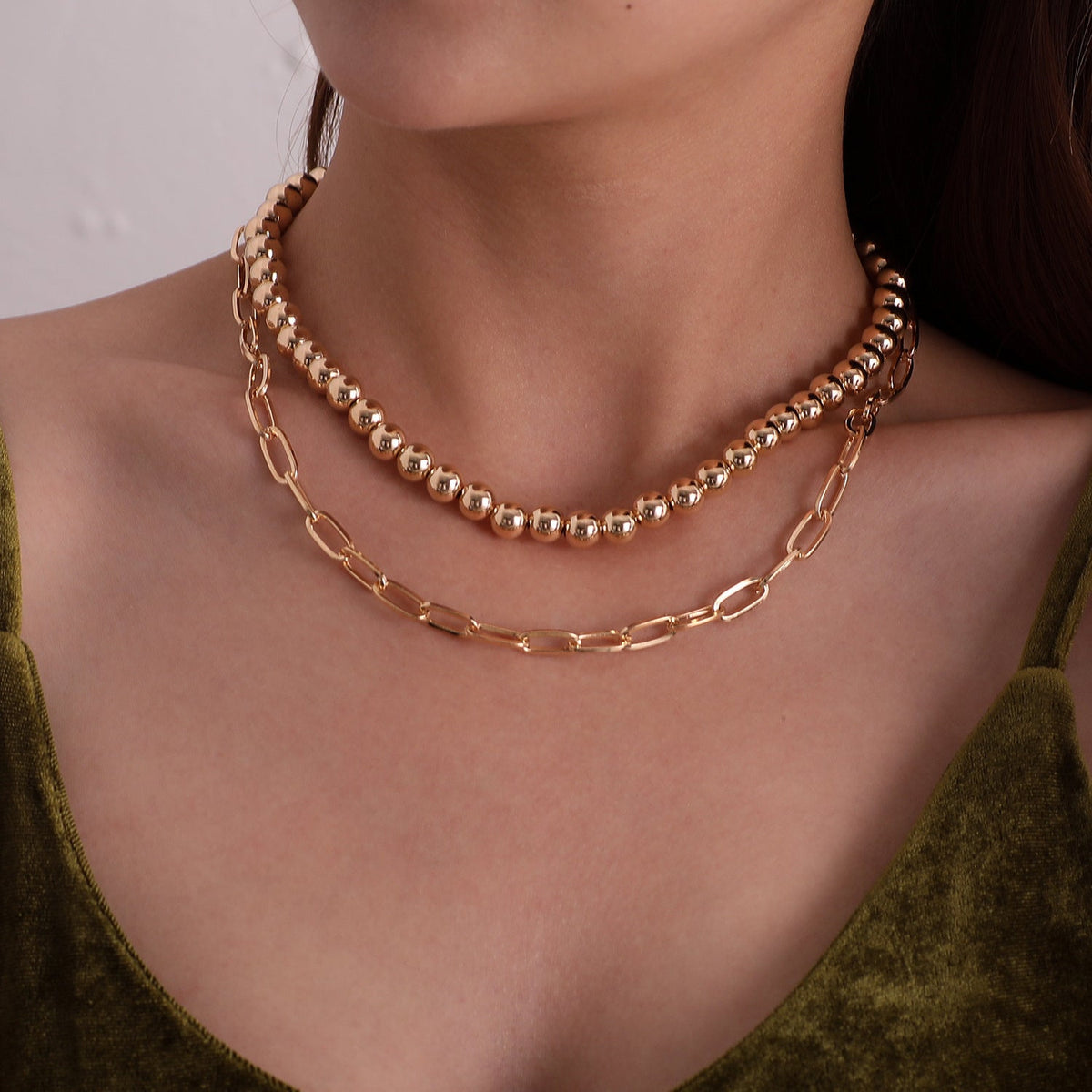 Multiple Paperclip Chain Layer Necklace