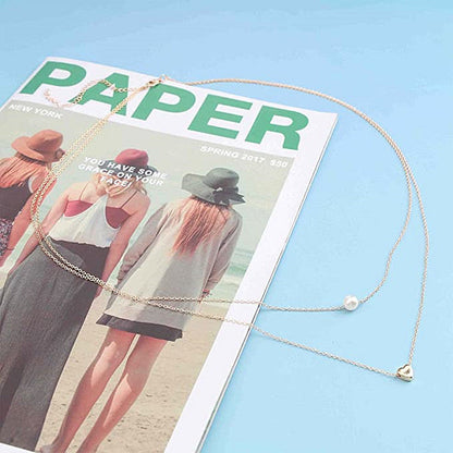 Double Layered Heart Charm Pearl Waist Chain